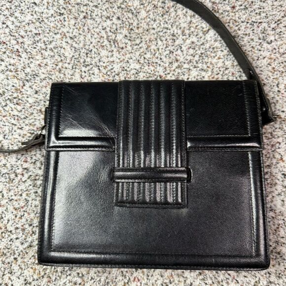 Yves Saint Laurent Handbags - Vintage Yves Saint Laurent Black Leather Shoulder Bag Women's Handbag